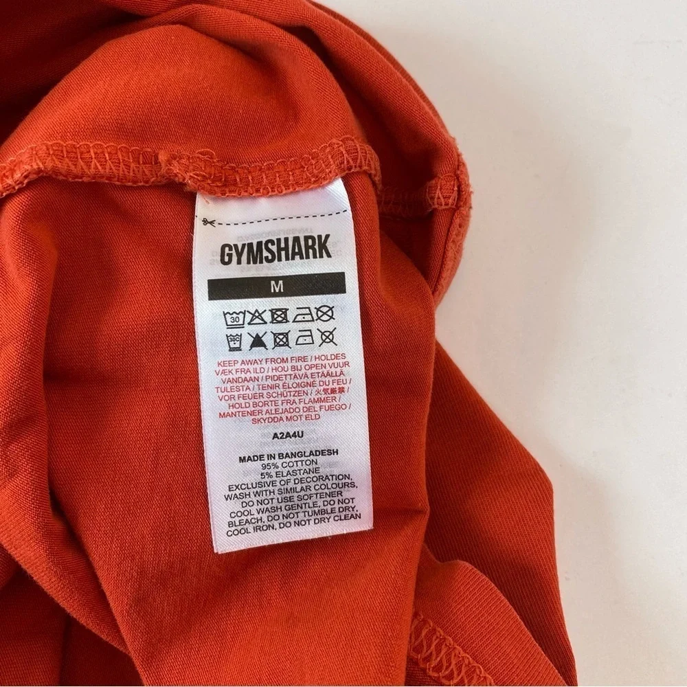 Gymshark Shark Head Infill Men’s Shirt Sleeve T-Shirt Orange Medium - Picture 4 of 6